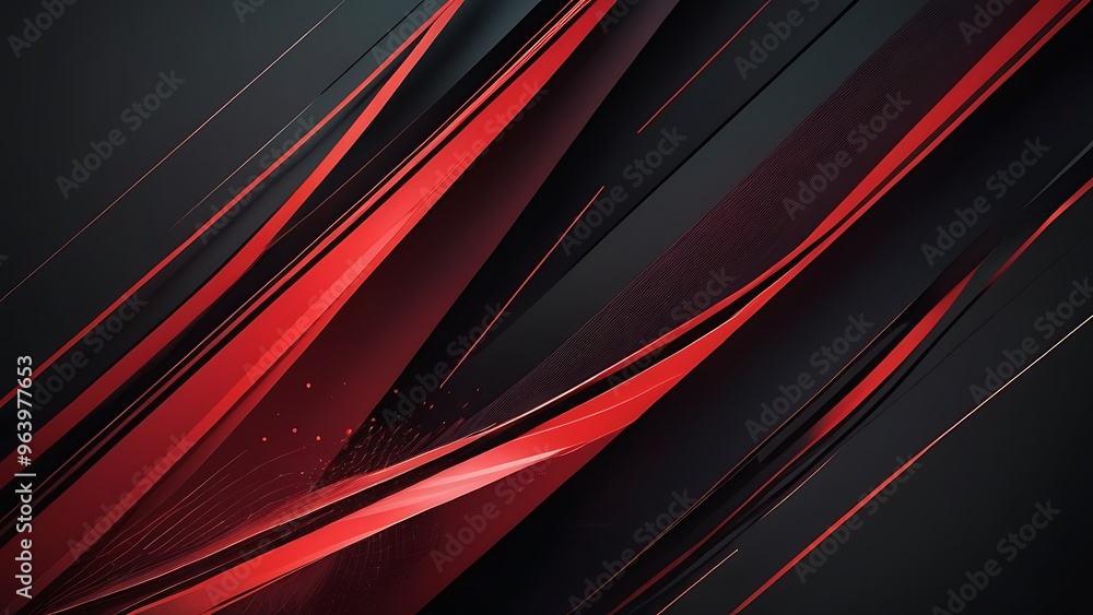 Poster abstract digital art featuring a dynamic diagonal layout with a gradient transition from deep red to