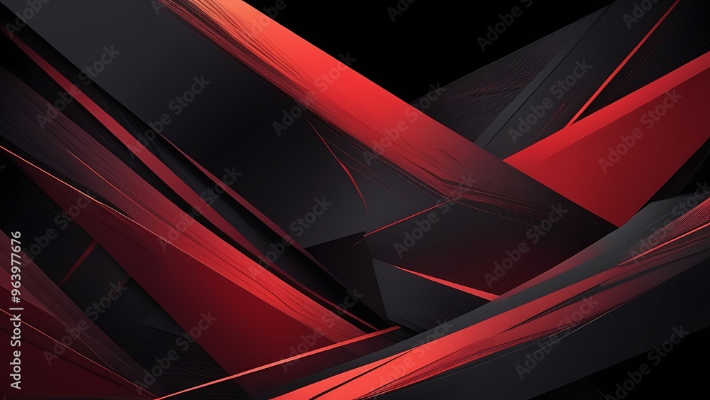Poster abstract digital art featuring a dynamic diagonal layout with a gradient transition from deep red to