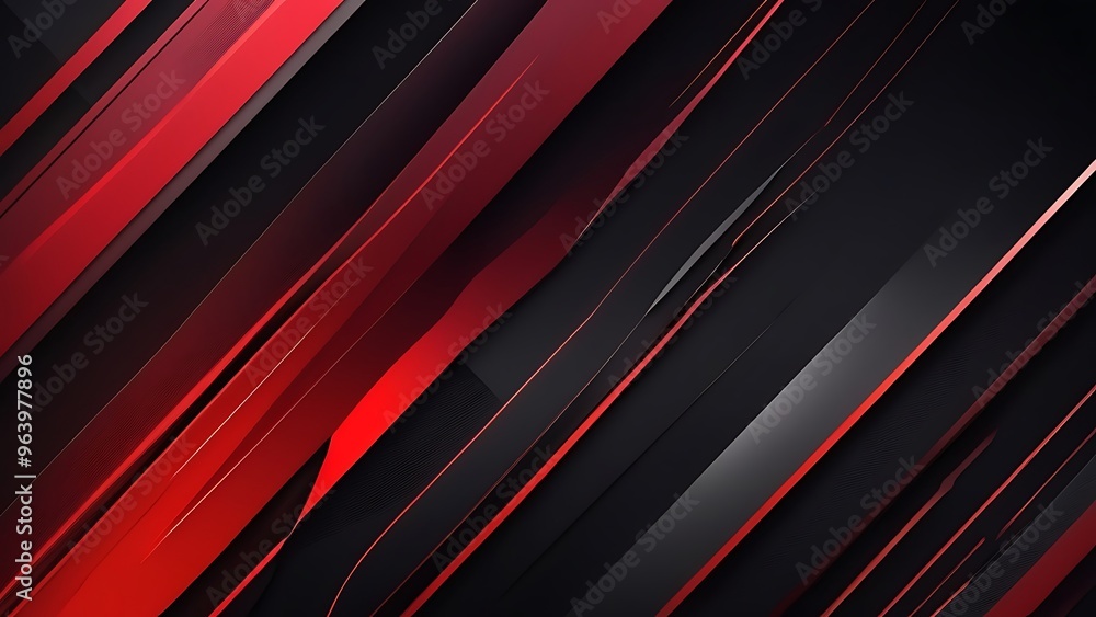 Poster abstract digital art featuring a dynamic diagonal layout with a gradient transition from deep red to