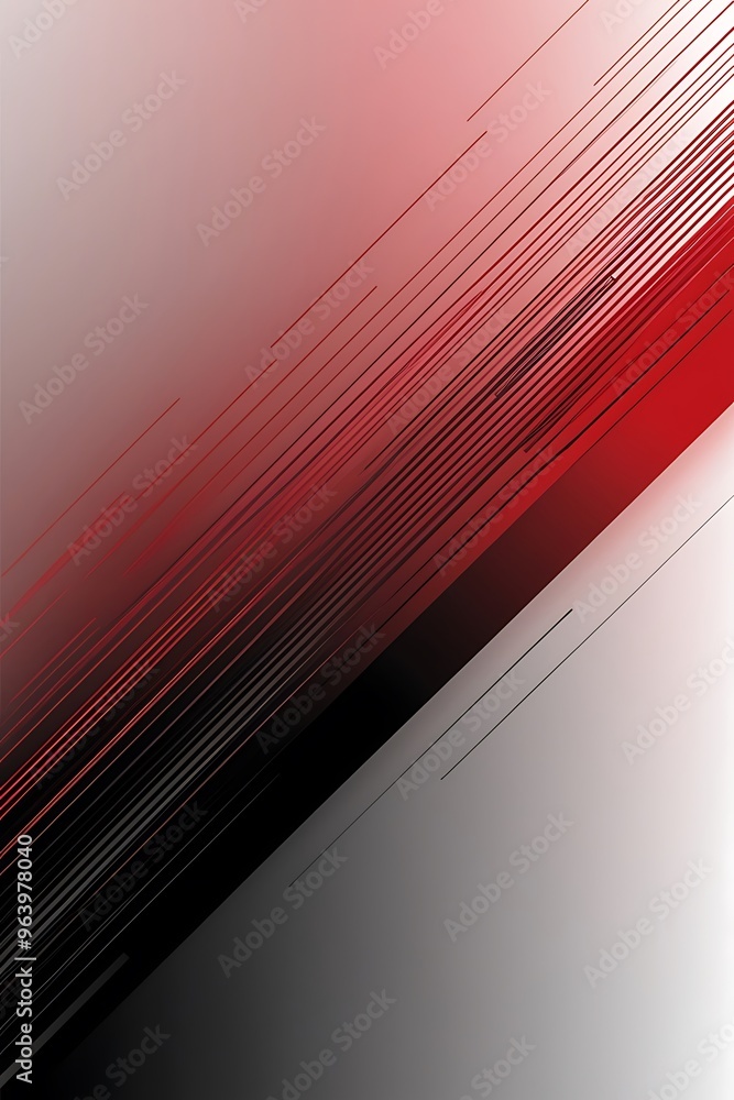 Poster abstract digital art featuring a dynamic diagonal layout with a gradient transition from deep red to