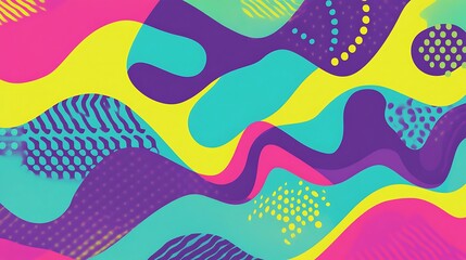 Abstract Colorful Wavy Background with Geometric Patterns