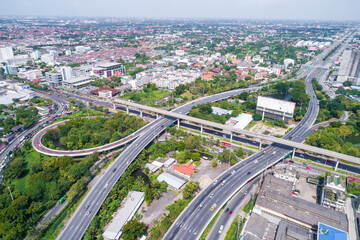 Expressway cross road aerial view day time