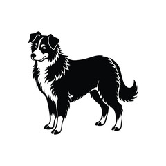 Silhouette of swift Australian shepherd dog vector clipart design