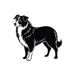 Silhouette of affectionate Australian shepherd dog vector clipart design