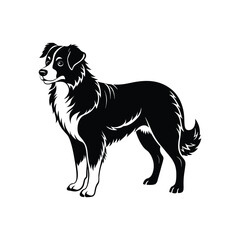 Silhouette of curious puppy Australian shepherd dog vector clipart design