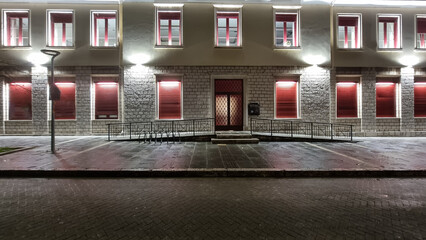 prefecture of ioannina building in the  night illuminated in  the  night  greece