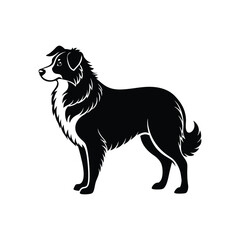 Silhouette of protective Australian shepherd dog vector clipart design