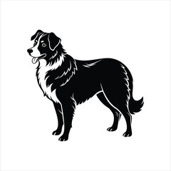 Silhouette of loyal Australian shepherd dog vector clipart design