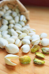 Closeup of Roasted Pistachio Flesh and Shell, a Fruit (Drupe) High in Protein and Good for Overall Health