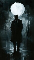 81. An artist in a noir style, mysterious and enigmatic
