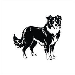 Silhouette of jumping Australian shepherd dog vector clipart design
