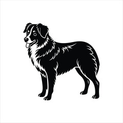 Silhouette of herding Australian shepherd dog vector clipart design