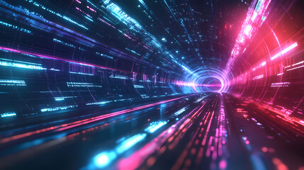 Future speed tunnel with flashing lights