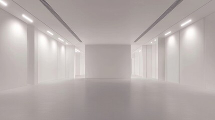 Fototapeta premium Minimalist and Elegant Modern Art Gallery Interior with White Walls and Bright Lighting