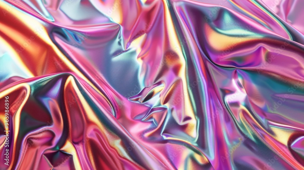 Poster sci-fi holographic foil background in 2000s style. retro futuristic digital fabric with a 2000s them