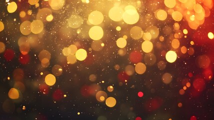 Obraz premium Abstract Gold and Red Bokeh Lights Background