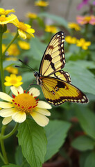 Obraz premium A butterfly is sitting on a flower