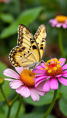 Obraz premium A butterfly is sitting on a flower