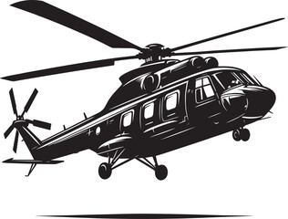Modern Helicopter silhouette vector illustration isolated on a white background