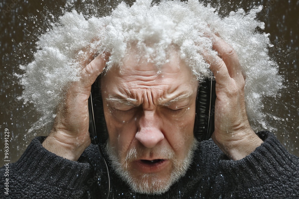 Poster synaptic cleft ion channel and neuromodulation elderly man with exploding thoughts and snow on head 