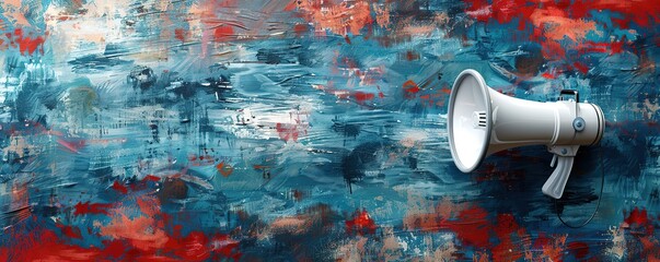 Abstract digital painting of a megaphone, representing communication, announcement, and public address.
