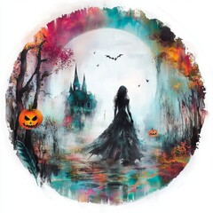 Mysterious Ghostly Figure in Whimsical Forest Setting