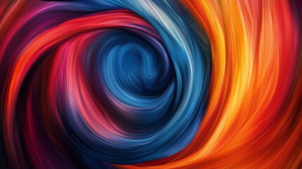 Colorful swirling abstract vortex with vibrant red