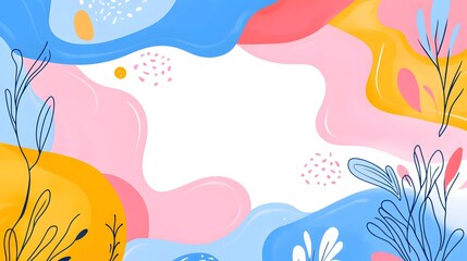 Abstract Background with Colorful Shapes and Floral Elements