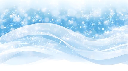 Abstract Blue Winter Background with Snowflakes and Bokeh