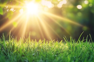 Obraz premium Sunlight Glimmering Through Lush Green Grass