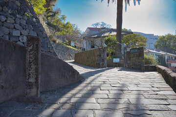 長崎,坂,建築, カストレ, 壁, 空, 風景, 古代の, 古い, 景色, ビル, 旅行, 砦, タウンズ, 要塞, 山, 歴史, fra, 家, 階段, 自然, サマータイム, 通り