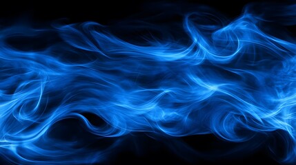 Fototapeta premium Abstract Blue Smoke Waves on Black Background
