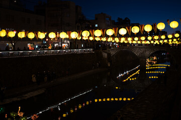 ランタン,長崎,夜景,川,祭り,建築,  橋, fra, 旅行, 建造, 観光