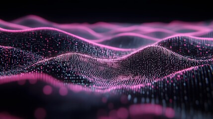 Abstract Pink and Black Digital Wave Background
