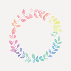 Colorful watercolor leaf wreath