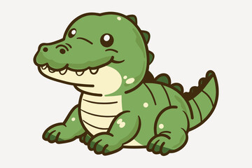 Fototapeta premium Cute cartoon baby crocodile illustration