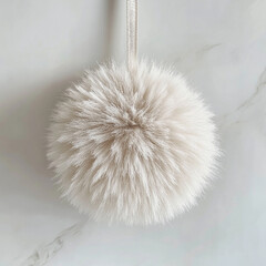 fluffy round Christmas tree decoration on a white background 