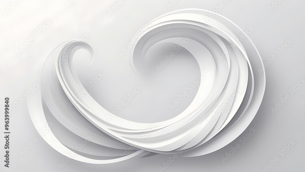 Poster minimalist and abstract design with a white background consists of smooth, curved lines that create 