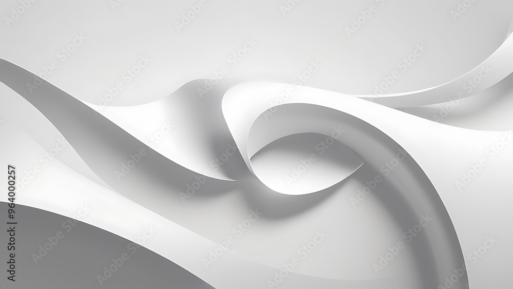 Poster minimalist and abstract design with a white background consists of smooth, curved lines that create 