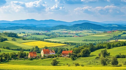 Countryside in Czechia, sunny day