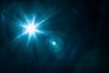 Obraz premium Lens flare glow light effect on black. image of rays light effects, overlays or flare isolated on black background for design. lens flare light over black background, ai