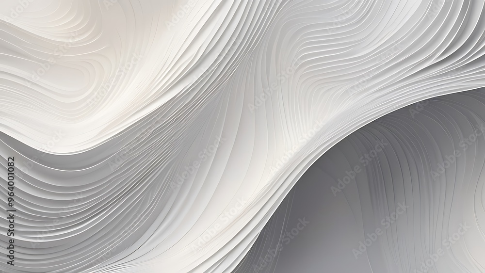 Poster minimalist and abstract design with a white background consists of smooth, curved lines that create 