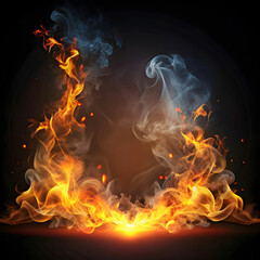 Fototapeta premium border smoke with fire glow or sparks