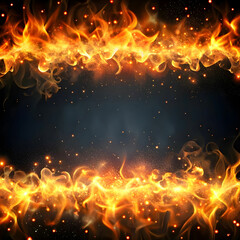 border smoke with fire glow or sparks