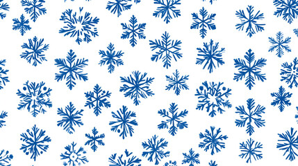 background of snowflakes of different shapes and sizes with shadows Blue on white,Seamless pattern of blue snowflakes on white background. Snowfall stylized wrapping texture. Winter repeating backdrop