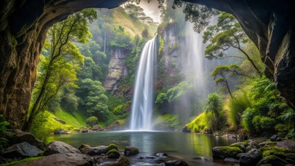 Ellenborough Falls in June is home to a secret mermaid cove, hidden behind a curtain of lush greenery and misty veils.