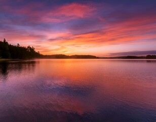 Naklejka premium sunset over the river