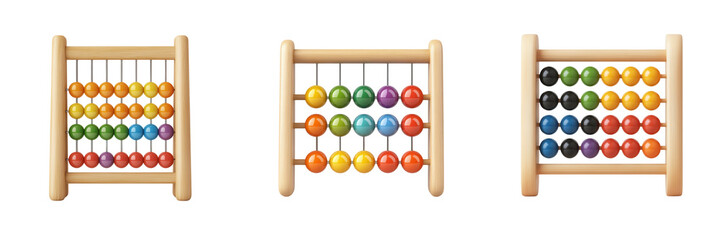 Colorful abacuses in a row, ideal for educational themes and childhood development. Perfect for illustrations and teaching materials. isolated on transparent or white background, png