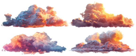 Set of picturesque sunset clouds, cut out