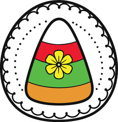 Candy Corn with Flower Sweet and Floral Autumn Theme
